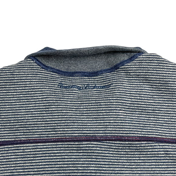 Tommy Bahama Sweater Adult LARGE Blue Gray Reversible Pullover Striped Solid - Picture 7 of 12